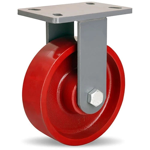 Hamilton Extended Service Rigid Caster with 8" x 2 1/2" Metal Wheel with 1" Straight Roller Bearing Hamilton