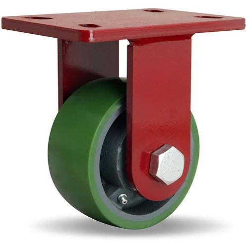 Hamilton ForgeMaster Rigid Caster with 5" x 2 1/2" Duralast Polyurethane (95A) on Cast Iron Wheel with 1" Straight Roller Bearing Hamilton
