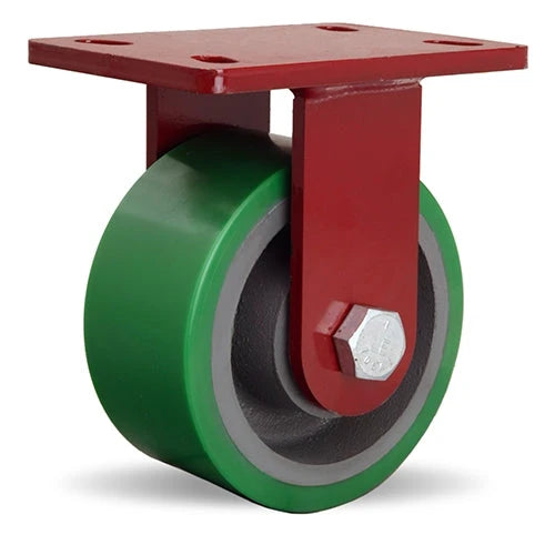 Hamilton ForgeMaster Rigid Caster with 6" x 3" Duralast Polyurethane (95A) on Cast Iron Wheel with 3/4" Sealed Precision Ball Bearings Hamilton