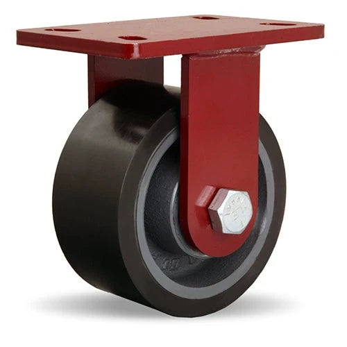 Hamilton ForgeMaster Rigid Caster with 6" x 3" Duralast XC Polyurethane (70D) on Cast Iron Wheel with 3/4" Sealed Precision Ball Bearings Hamilton