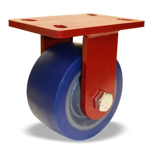 Hamilton ForgeMaster Rigid Caster with 6" x 3" Ergo-Glide XT 1" thick Polyurethane (82A) on Cast Iron Wheel with 3/4" Precision Ball Bearings Hamilton