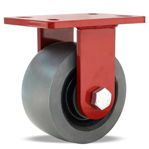 Hamilton ForgeMaster Rigid Caster with 6" x 3" DuraGlide 1" thick Polyurethane (95A) on Cast Iron Wheel with 3/4" Sealed Precision Ball Bearings Hamilton
