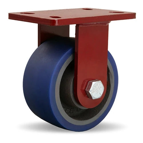 Hamilton ForgeMaster Rigid Caster with 6" x 3" Ergo-Glide Polyurethane (85A) on Cast Iron Wheel with 3/4" Sealed Precision Ball Bearings Hamilton