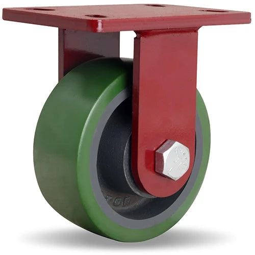 Hamilton ForgeMaster Rigid Caster with 6" x 2 1/2" Duralast Polyurethane (95A) on Cast Iron Wheel with 3/4" Sealed Precision Ball Bearing Hamilton