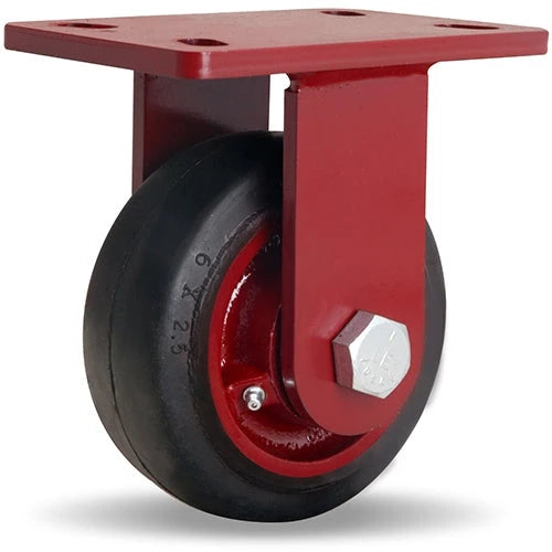 Hamilton ForgeMaster Rigid Caster with 6" x 2 1/2" Mold-On Rubber (70A) on Cast Iron Wheel with 1" Straight Roller Bearing Hamilton