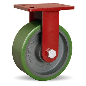 Hamilton ForgeMaster Rigid Caster with 8" x 3" Duralast Polyurethane (95A) on Cast Iron Wheel with 3/4" Sealed Precision Ball Bearings Hamilton