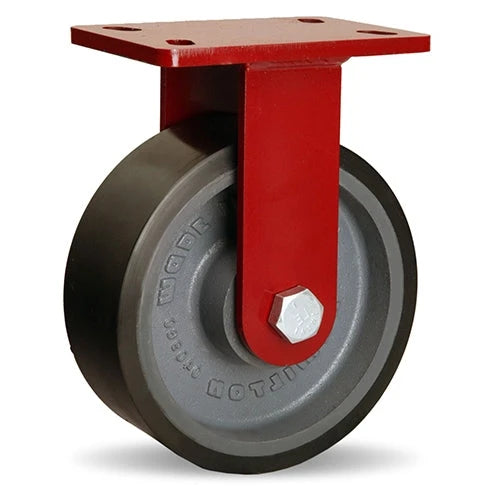 Hamilton ForgeMaster Rigid Caster with 8" x 3" Duralast XC Polyurethane (70D) on Cast Iron Wheel with 3/4" Sealed Precision Ball Bearings Hamilton