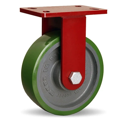 Hamilton ForgeMaster Rigid Caster with 8" x 2 1/2" Duralast Polyurethane (95A) on Cast Iron Wheel with 3/4" Sealed Precision Ball Bearing Hamilton