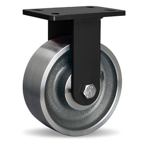 Hamilton FMK Series 8" Rigid Caster - High Heat Weldment - 2560 lbs. Capacity @ 550°F, 1280 lbs. @ 750°F - Forged Steel Wheel with 3/4" Stainless Steel Bearings Hamilton