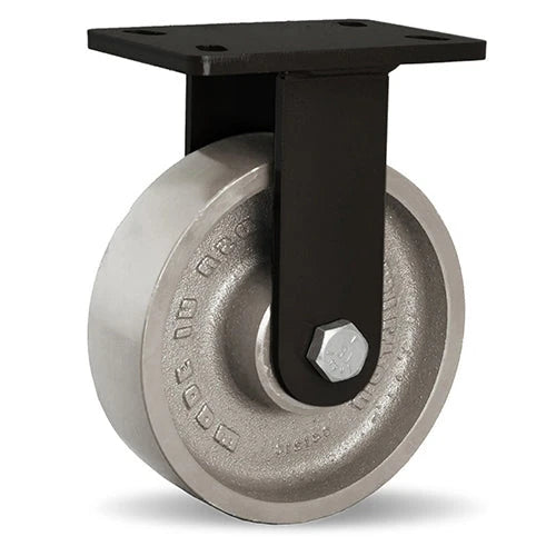 Hamilton 8" x 3" High Heat Weldment FMK Series Rigid Caster - 2080 lbs. Capacity @ 550° F, 1040 lbs. @ 750° F - Metal Wheel with 3/4" Stainless Steel Ball Bearings - Maintenance-Free Hamilton