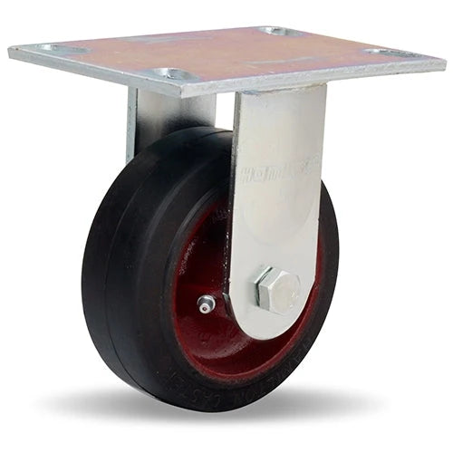 Hamilton R-GS-5R General Service Rigid Caster - 5" Mold-On Rubber Wheel on Cast Iron, Ideal for Industrial Use Hamilton