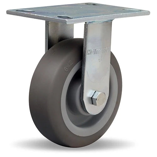 Hamilton R-GS-6TE General Service Rigid Caster - 6x2 Inch Versa-Tech Gray Rubber on Polyolefin Wheel with Roller Bearing Hamilton