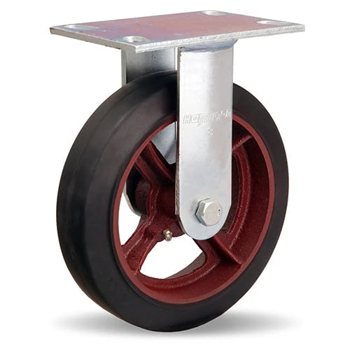 Hamilton R-GS-8R Rigid Caster - 8x2 Inch Rubber on Cast Iron Wheel, 3/4" Roller Bearing for Industrial Use Hamilton