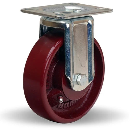 Hamilton R-HL-5M Hi-Lo Rigid Caster, 5-Inch Metal Wheel, 450 lbs Load Capacity, 5/8-Inch Straight Roller Bearing - Durable Industrial Caster Hamilton