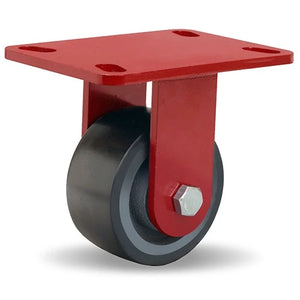 Hamilton Heavy Service Rigid Caster with 4" x 2" Duralast XC Polyurethane (70D) on Cast Iron Wheel with 1/2" Sealed Precision Ball Bearings Hamilton