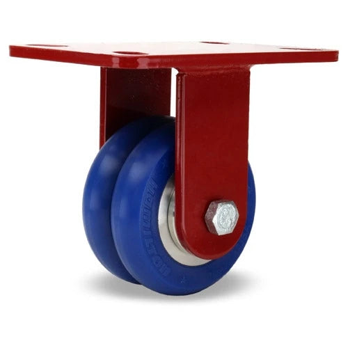 Hamilton Heavy Service R-ZFHS-4SWC85 Rigid Caster with 4"x2" UltraGlide Blue Twin Wheel and Sealed Precision Ball Bearings Hamilton