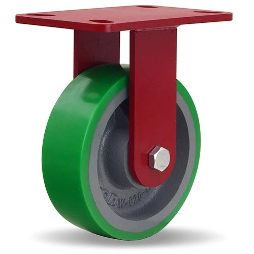 Hamilton Heavy Service Rigid Caster with 6" x 2" Duralast Polyurethane (95A) on Cast Iron Wheel with 1/2" Sealed Precision Ball Bearings Hamilton