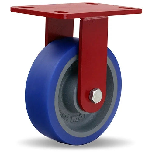 Hamilton Heavy Service Rigid Caster with 6" x 2" Ergo-Glide Polyurethane (85A) on Cast Iron Wheel with 1/2" Sealed Precision Ball Bearings Hamilton
