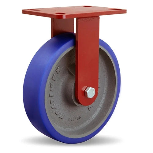 Hamilton Heavy Service Rigid Caster with 8" x 2" Ergo-Glide Polyurethane (85A) on Cast Iron Wheel with 1/2" Sealed Precision Ball Bearings Hamilton