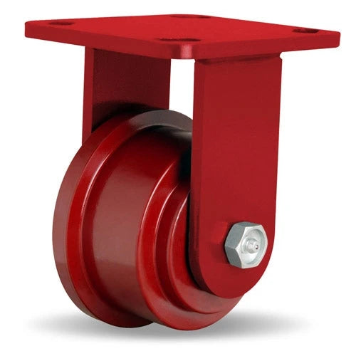 Hamilton Rigid Caster WFT-35H-3/4 - 3.5" Single Flanged Track Wheel, 1400lbs Capacity, Cast Iron Core, Crimson Red - Heavy Duty Industrial Hamilton