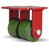 Hamilton Heavy Service Dual-Wheel Rigid Caster with 3 1/4" x 2" Duralast® Polyurethane (95A) on Cast Iron Wheels with 3/4" Straight Roller Bearings - 1,150 lbs Capacity Hamilton