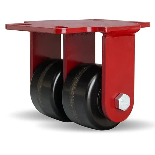 Hamilton Heavy Service Dual-Wheel Rigid Caster with 3 1/4" x 2" Plastex Phenolic Wheels with 3/4" Straight Roller Bearings Hamilton