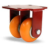 Hamilton Heavy Service Dual-Wheel Rigid Caster with 4" x 2" Ergo-Tech™ Polyurethane (87A) on Cast Iron Wheels with 1/2" Sealed Precision Ball Bearings Hamilton
