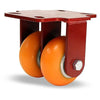 Hamilton Heavy Service Dual-Wheel Rigid Caster with 4" x 2" Ergo-Tech™ Polyurethane (87A) on Cast Iron Wheels with 1/2" Sealed Precision Ball Bearings CasterHQ