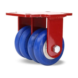 Hamilton 1300 lbs. Load Capacity Heavy Service Dual-Wheel Rigid Caster - 4"x2" UltraGlide Ergo Polyurethane on Aluminum Core Twin Wheels with 1/2" Sealed Precision Ball Bearings Hamilton