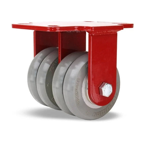 Hamilton 1700 lbs. Heavy Duty Dual-Wheel Rigid Caster - 4"x2" UltraGlide 24/7 AGV Polyurethane on Aluminum - 1/2" Sealed Precision Bearings Hamilton