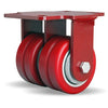 Hamilton Heavy Service Dual-Wheel Rigid Caster with 4" x 2" Swivel-EAZ® Polyurethane on Aluminum Core Twin Wheels with 1/2" Sealed Precision Ball Bearings - 1,200 lbs Capacity Hamilton