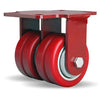 Hamilton Heavy Service Dual-Wheel Rigid Caster with 4" x 2" Swivel-EAZ® Polyurethane on Aluminum Core Twin Wheels with 1/2" Sealed Precision Ball Bearings - 1,200 lbs Capacity CasterHQ