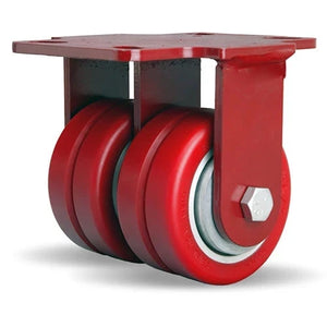 Hamilton Heavy Service Dual-Wheel Rigid Caster with 4" x 2" Swivel-EAZ® Polyurethane on Aluminum Core Twin Wheels with 1/2" Sealed Precision Ball Bearings - 1,200 lbs Capacity CasterHQ