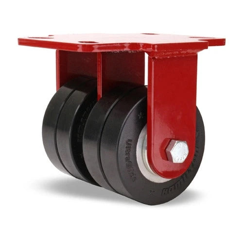 Hamilton 2000 lbs Load Capacity Heavy Service Dual-Wheel Rigid Caster - 4"x2" UltraGlide XC Polyurethane on Aluminum - 1/2" Sealed Precision Bearings Hamilton