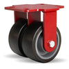 Hamilton Heavy Service Dual-Wheel Rigid Caster with 5" x 2" Duralast XC® Polyurethane (70D) on Cast Iron Wheels with 1/2" Sealed Precision Ball Bearings CasterHQ