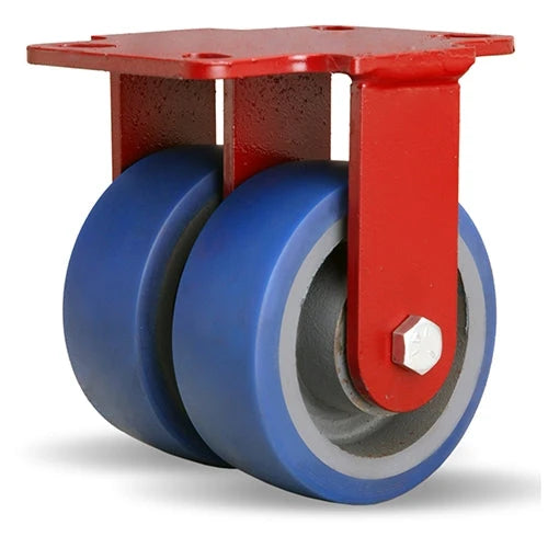 Hamilton Heavy Service Dual-Wheel Rigid Caster with 5" x 2" Ergo-Glide Polyurethane (85A) on Cast Iron Wheels with 1/2" Sealed Precision Ball Bearings - 1,500 lbs Capacity Hamilton