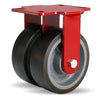 Hamilton Heavy Service Dual-Wheel Rigid Caster with 6" x 2" Duralast XC® Polyurethane (70D) on Cast Iron Wheels with 1/2" Sealed Precision Ball Bearings - 2,400 lbs Capacity CasterHQ