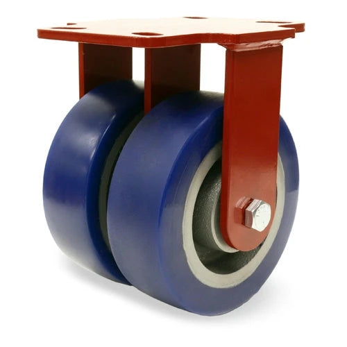 Hamilton Heavy Service Dual-Wheel Rigid Caster with 6" x 2" Ergo-Glide XT Polyurethane (85A) on Cast Iron Wheels with 1/2" Sealed Precision Ball Bearings - 2,300 lbs Capacity Hamilton