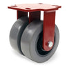 Hamilton Heavy Service Dual-Wheel Rigid Caster with 6" x 2" DuraGlide Polyurethane (95A) on Cast Iron Wheels with 1/2" Sealed Precision Ball Bearings - 2,900 lbs Capacity Hamilton