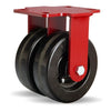 Hamilton Heavy Service Dual-Wheel Rigid Caster with 6" x 2" Plastex Phenolic Wheels with 3/4" Straight Roller Bearings - 1,900 lbs Capacity Hamilton