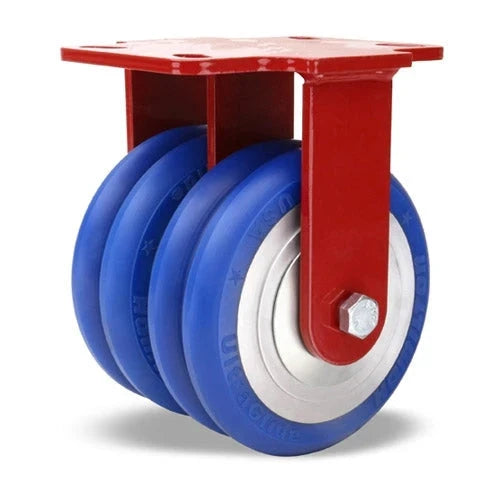 6" x 2" Hamilton Heavy Service Dual-Wheel Rigid Caster - 2200 lbs Load Capacity - UltraGlide® Ergo Polyurethane on Aluminum Core - 1/2" Sealed Precision Ball Bearings - R-HS2-6SWC85 CasterHQ