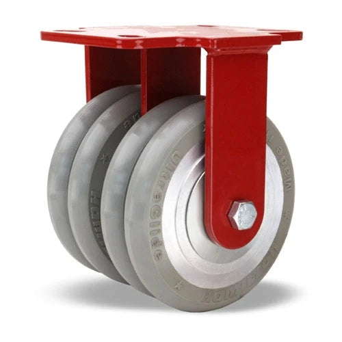 Hamilton 2700 lbs. Heavy Service Dual-Wheel Rigid Caster - 6" x 2" UltraGlide 24/7 AGV Polyurethane on Aluminum Core Twin Wheels with 1/2" Sealed Precision Ball Bearings - R-HS2-6SWC95 Hamilton