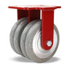 Hamilton 2700 lbs. Heavy Service Dual-Wheel Rigid Caster - 6" x 2" UltraGlide 24/7 AGV Polyurethane on Aluminum Core Twin Wheels with 1/2" Sealed Precision Ball Bearings - R-HS2-6SWC95 Hamilton