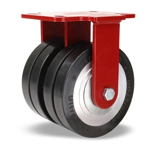 Hamilton Heavy Service Dual-Wheel Rigid Caster with 6" x 2" UltraGlide XC Polyurethane on Aluminum Core Twin Wheels with 1/2" Sealed Precision Ball Bearings Hamilton