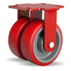 Hamilton Heavy Service Dual-Wheel Rigid Caster with 6" x 2" Ultralast™ Premium Polyurethane (95A) on Forged Steel Wheels with 1/2" Sealed Precision Ball Bearings - 2,100 lbs Capacity CasterHQ