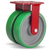 Hamilton Heavy Service Dual-Wheel Rigid Caster with 8" x 2" Duralast® Polyurethane (95A) on Cast Iron Wheels with 1/2" Sealed Precision Ball Bearings - 2,700 LBS Capacity CasterHQ