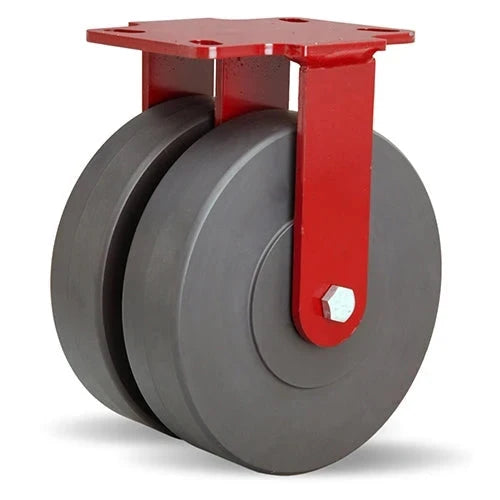 Hamilton Heavy Service Dual-Wheel Rigid Caster with 8" x 2" Nylast™ High Performance Cast Nylon Wheels with 1/2" Sealed Precision Ball Bearings - 3,000 lbs Capacity CasterHQ