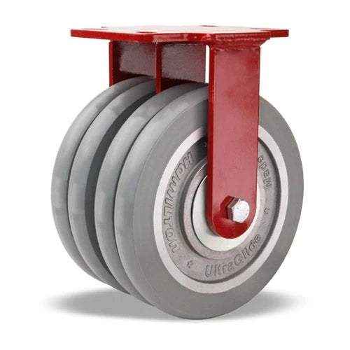 Hamilton Heavy Service Dual-Wheel Rigid Caster with 8" x 2" UltraGlide 24/7 | AGV Polyurethane on Aluminum Core Twin Wheels with 1/2" Sealed Precision Ball Bearings Hamilton