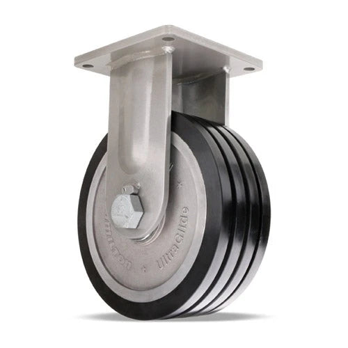 Hamilton Maxi-Duty Rigid Caster with 12" x 4" UltraGlide (70D) Quad-Wheel Black Tread on Aluminum Core with 1 1/4" Sealed Precision Ball Bearings Hamilton