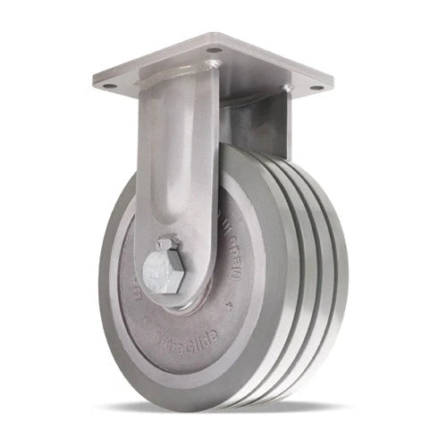 Hamilton Maxi-Duty Rigid Caster with 12" x 4" UltraGlide (95A) Quad-Wheel Grey Tread on Aluminum Core with 1 1/4" Sealed Precision Ball Bearings Hamilton